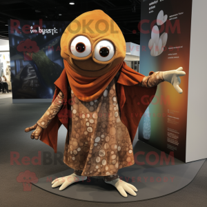 Rust Acrobat mascot costume character dressed with a Cover-up and Shawls