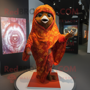 Rust Acrobat mascot costume character dressed with a Cover-up and Shawls