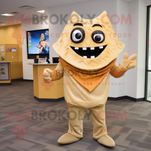 Tan Nachos mascot costume character dressed with a Dress Pants and Keychains
