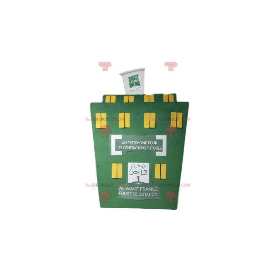 Grøn maskot med gule vinduer - Redbrokoly.com Grøn maskot med gule vinduer - Redbrokoly.com