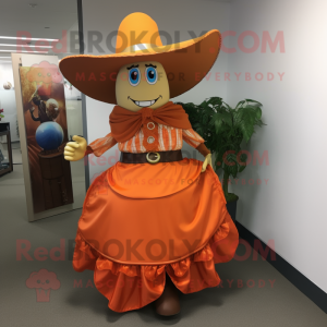 Orange Cowboy maskot kostym...