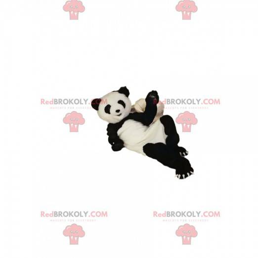Mascote panda preto e branco muito feliz - Redbrokoly.com