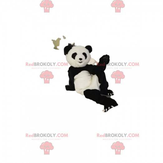 Mascotte de panda noir et blanc très heureux - Redbrokoly.com