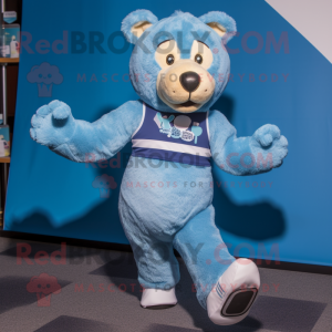 Blauwe teddybeer mascotte...