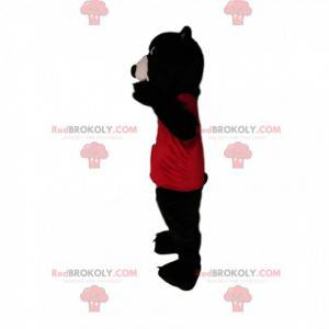 Mascotte d'ours brun avec un maillot rouge - Redbrokoly.com