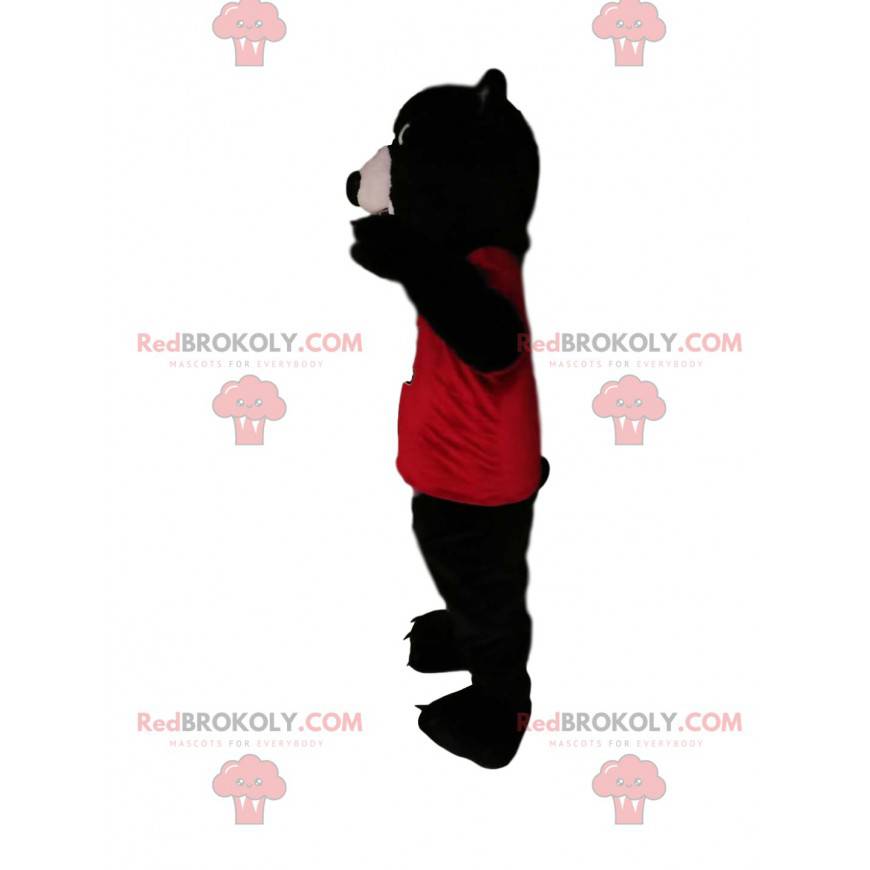 Mascote do urso pardo com uma camisa vermelha - Redbrokoly.com