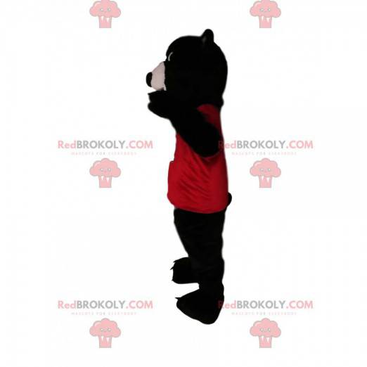 Maskot medvěd hnědý s červeným dresem - Redbrokoly.com