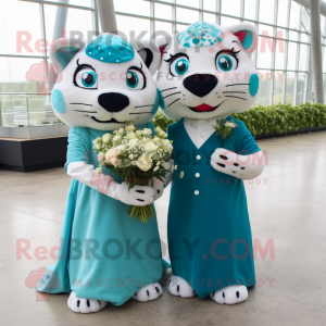 Cyan Jaguar maskot kostume...