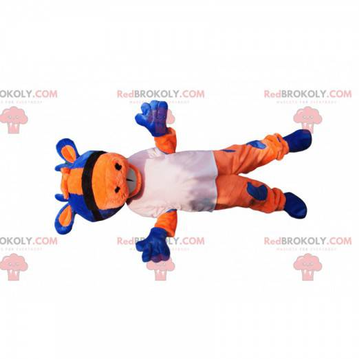 Orange and blue cow mascot with a white jersey - Redbrokoly.com