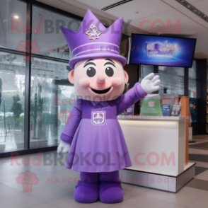Lavender Queen mascot costume character dressed with a Polo Shirt and Caps