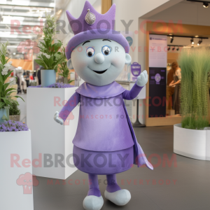 Lavender Queen mascot costume character dressed with a Polo Shirt and Caps