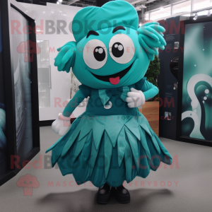 Teal Heart mascotte kostuum...