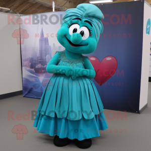 Teal Heart mascotte kostuum...