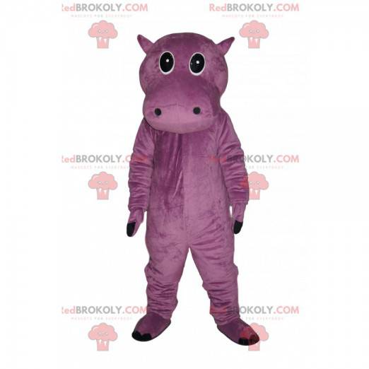 Mascote hipopótamo roxo muito fofo - Redbrokoly.com