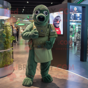 Green Navy Seal maskot...