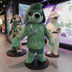 Green Navy Seal mascot costume character dressed with a Playsuit and Shawls