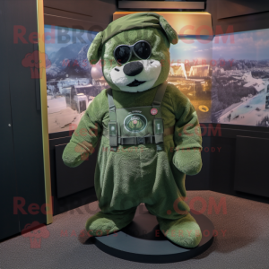 Green Navy Seal mascot costume character dressed with a Playsuit and Shawls