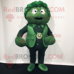 Forest Green Meatballs mascot costume character dressed with a Turtleneck and Pocket squares