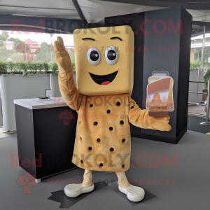 Beige Grilled Cheese Sandwich mascot costume character dressed with a Midi Dress and Hairpins