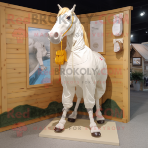 Cream Horse maskot kostym...