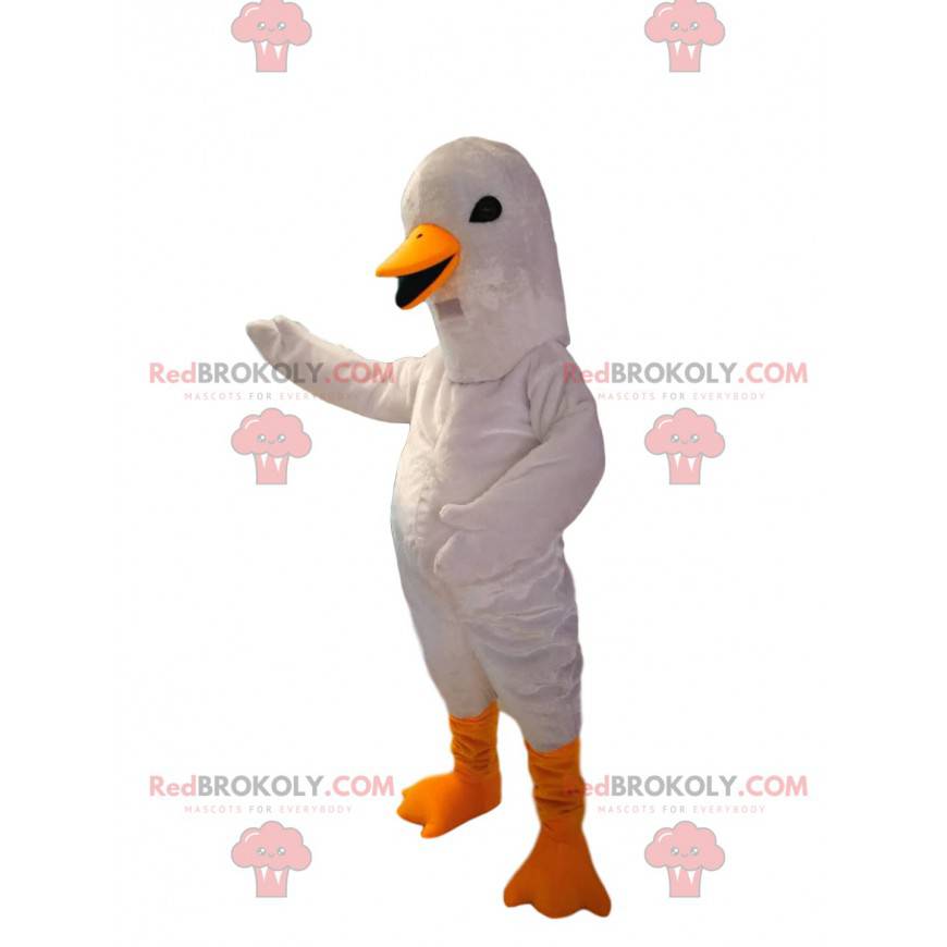 Mascote ganso branco com um lindo visual - Redbrokoly.com