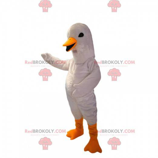 Mascote ganso branco com um lindo visual - Redbrokoly.com