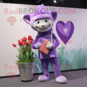 Lavender Arrow Of Love mascot costume character dressed with a Jeggings and Mittens