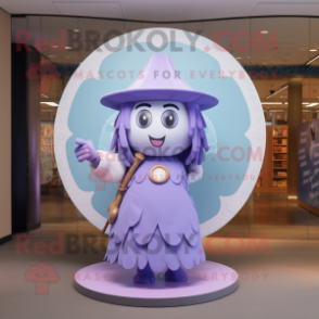 Lavender Celtic Shield mascot costume character dressed with a Skirt and Hats