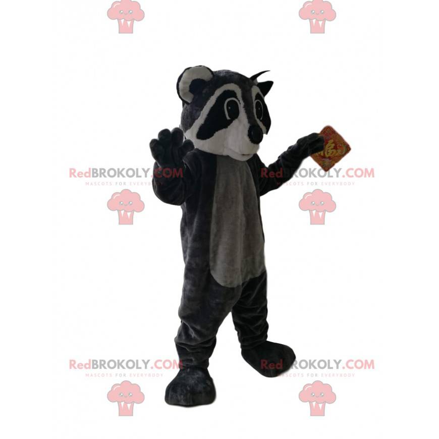 Sort og grå vaskebjørn maskot - Redbrokoly.com Sort og grå vaskebjørn maskot - Redbrokoly.com