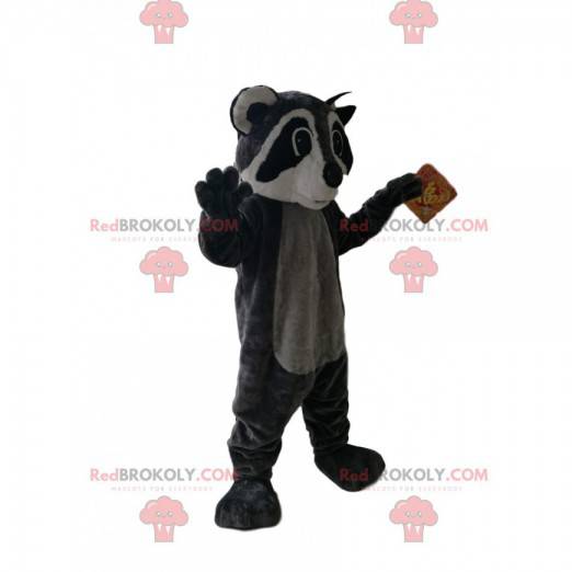 Mascotte de raton laveur noir et gris - Redbrokoly.com