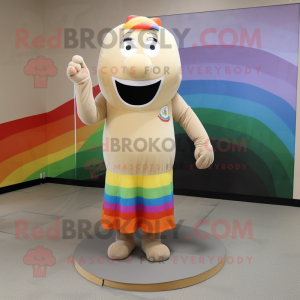 Tan Rainbow maskot kostym...