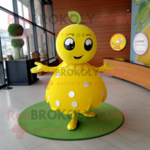 Lemon Yellow Grape mascot costume character dressed with a Circle Skirt and Cufflinks