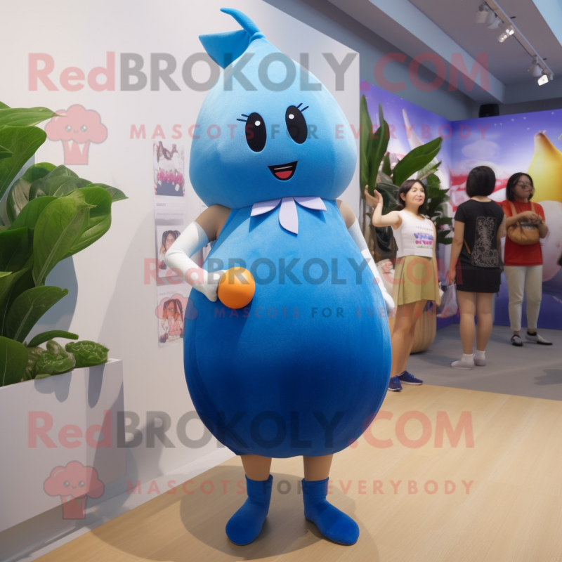 Blue Radish mascot costume character dressed with a One-Piece Swimsuit and Anklets Blue Radish mascot costume character dressed with a One-Piece Swimsuit and Anklets