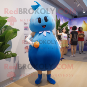 Blue Radish mascot costume character dressed with a One-Piece Swimsuit and Anklets