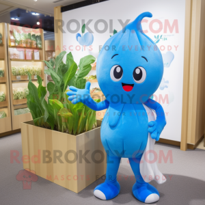 Blue Radish mascot costume character dressed with a One-Piece Swimsuit and Anklets