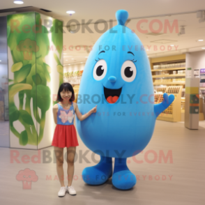 Blue Radish mascot costume character dressed with a One-Piece Swimsuit and Anklets