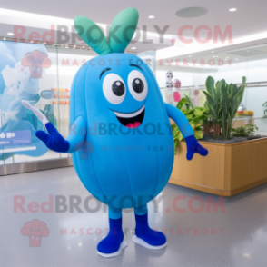 Blue Radish mascot costume character dressed with a One-Piece Swimsuit and Anklets