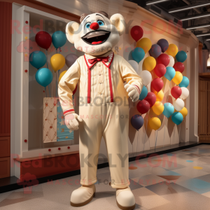 Cream Clown mascot costume character dressed with a Henley Tee and Pocket squares
