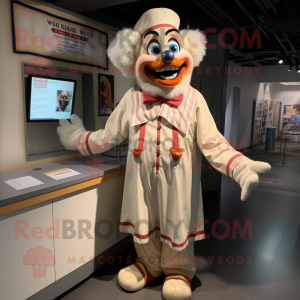 Cream Clown mascot costume character dressed with a Henley Tee and Pocket squares
