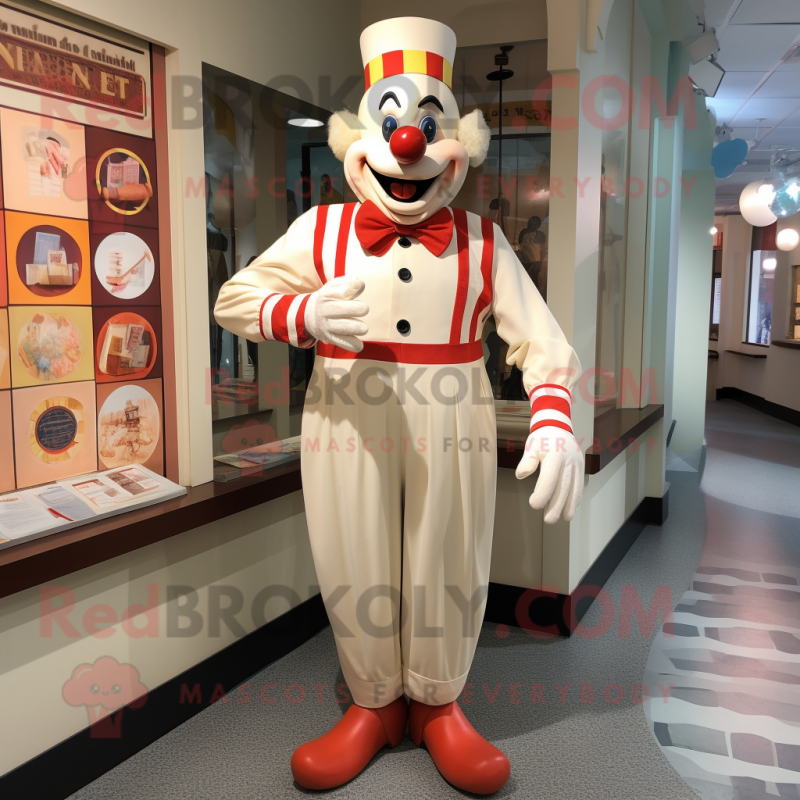 Cream Clown mascot costume character dressed with a Henley Tee and Pocket squares