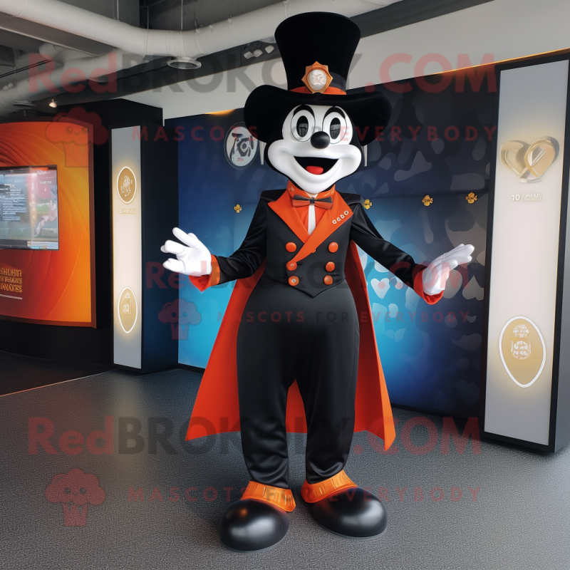 Black Ring Master mascot costume character dressed with a Cover-up and Belts Black Ring Master mascot costume character dressed with a Cover-up and Belts