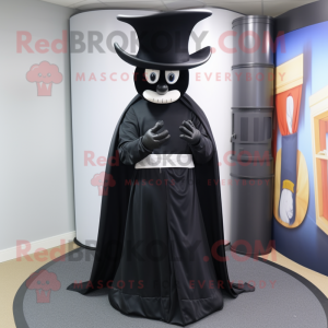 Black Ring Master mascot costume character dressed with a Cover-up and Belts