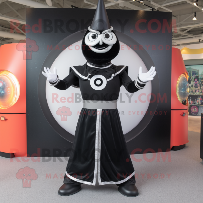Black Ring Master mascot costume character dressed with a Cover-up and Belts Black Ring Master mascot costume character dressed with a Cover-up and Belts