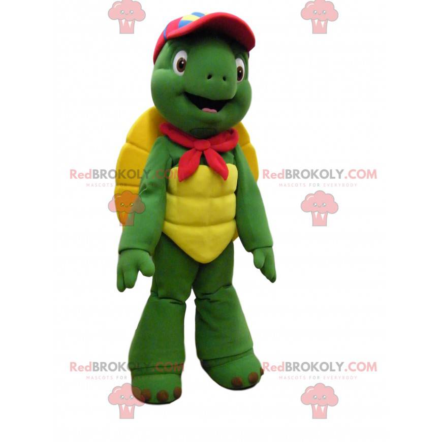 Mascote tartaruga divertida com boné vermelho - Redbrokoly.com