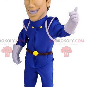 Man mascotte in blauw futuristisch pak - Redbrokoly.com