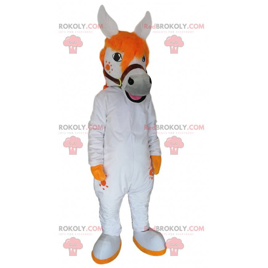 Vit hästmaskot med en vacker orange man - Redbrokoly.com Vit hästmaskot med en vacker orange man - Redbrokoly.com