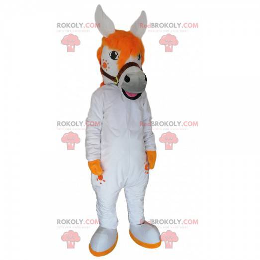 White horse mascot with a beautiful orange mane - Redbrokoly.com