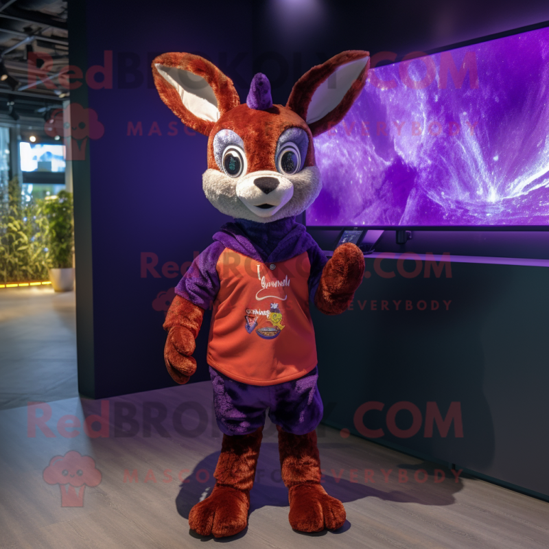 Purple Roe Deer mascot costume character dressed with a Shorts and Wraps