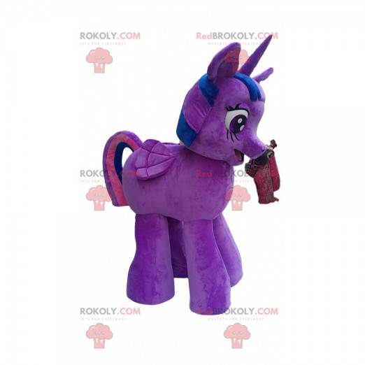 Mascotte de petit licorne violette et bleue - Redbrokoly.com