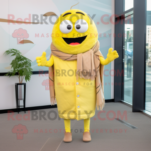 Lemon Yellow Hamburger mascot costume character dressed with a Blazer and Scarf clips